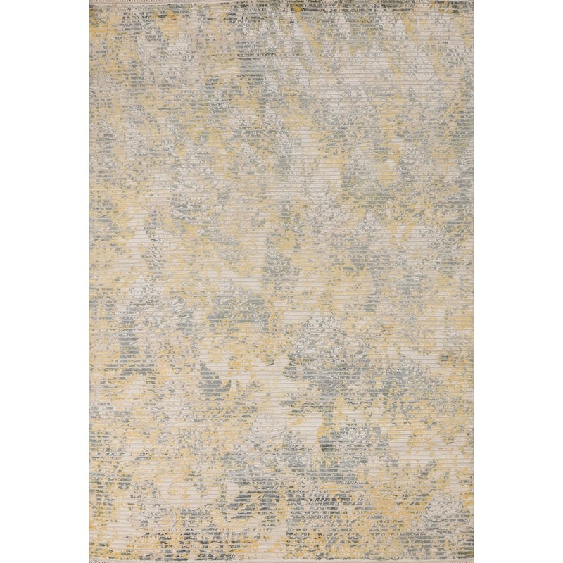 Striped Abstract Area Rug Hand-Knotted Wool Carpet - 5'6" x 7'10"