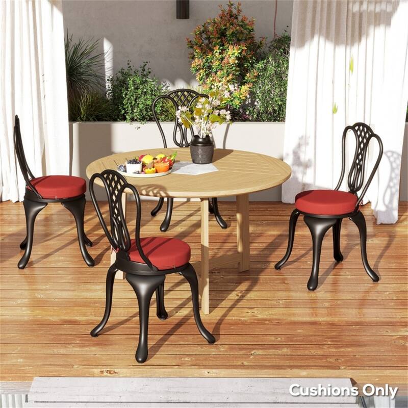 Polyester Round Chair Cushions Set of 4 with Ties - 15" Dia. x 2.8" H