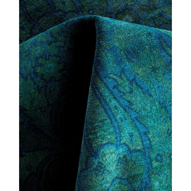Fine Vibrance One-of-a-Kind Hand-Knotted Area Rug - Blue, 9' 4" x 12' 4" - 9' 4" x 12' 4"