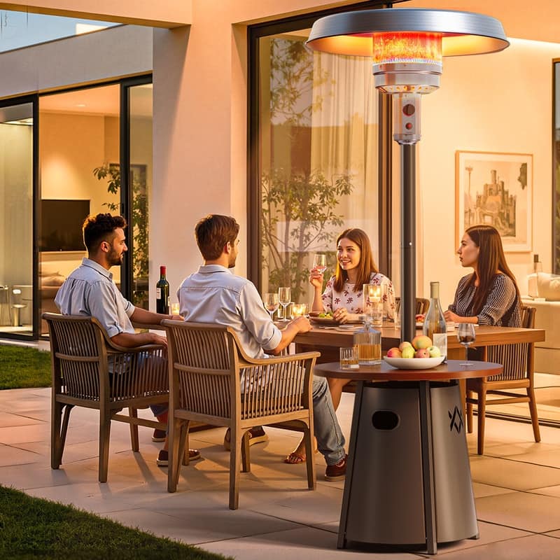 50,000 BTU Propane Gas Patio Heater with 28" Storage Tabletop for Outdoor Garden - N/A