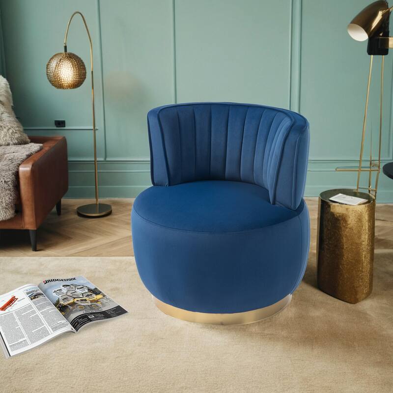 360 Swivel Barrel Chair, Velvet Modern Accent Chair, Upholstered Mid Century Comfy Arm Chair, Round Sherpa Side Chair