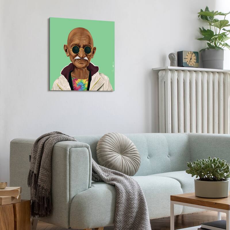 Empire Art Direct Hip Mahatma Gandhi Printed Tempered Glass Wall Art - Multi-Color