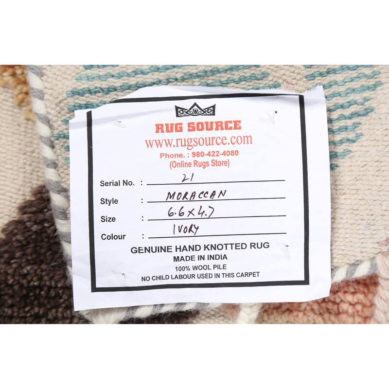 Contemporary Moroccan Oriental Area Rug Wool Handmade Carpet - 4'7" x 6'6"