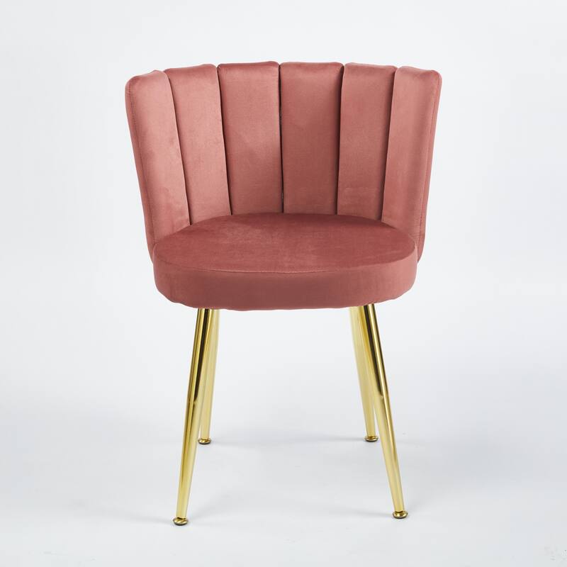 Modern Velvet Dining Chair Set of 2, with Iron Tube Golden Legs and Comfortable Backrest