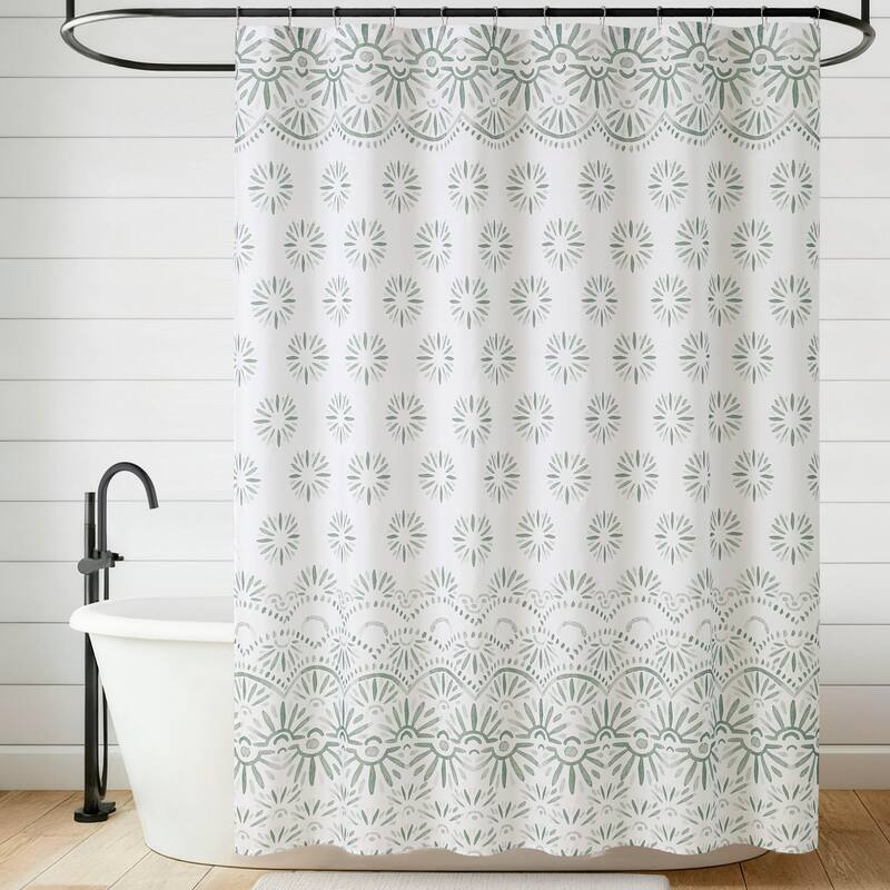 Jessica Simpson 13-Piece Shower Curtain and Hooks Set - Sage