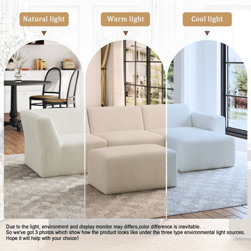 Modular Sectional Sofa 4-seater Oversized Chaise Lounge Couch for Living Room