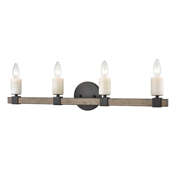 slide 2 of 3, Stone Manor 4-Light vanity light in Matte Black / Aspen