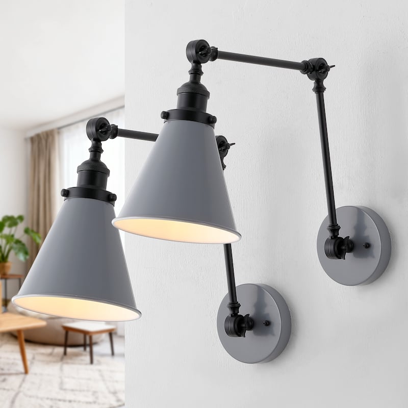 Rover 7" Adjustable Arm Metal LED Wall Sconce by JONATHAN Y - 2 - Gray/Black