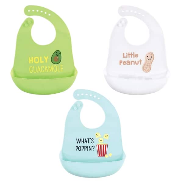 slide 1 of 1, Hudson Baby Infant Silicone Bibs 3pk, Guacamole, One Size - Guacamole - One Size One Size - Guacamole
