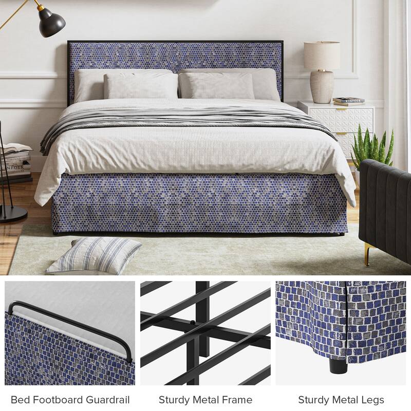 Oliver Modern Washable Slipcover Bed Upholstered Metal by HULALA HOME