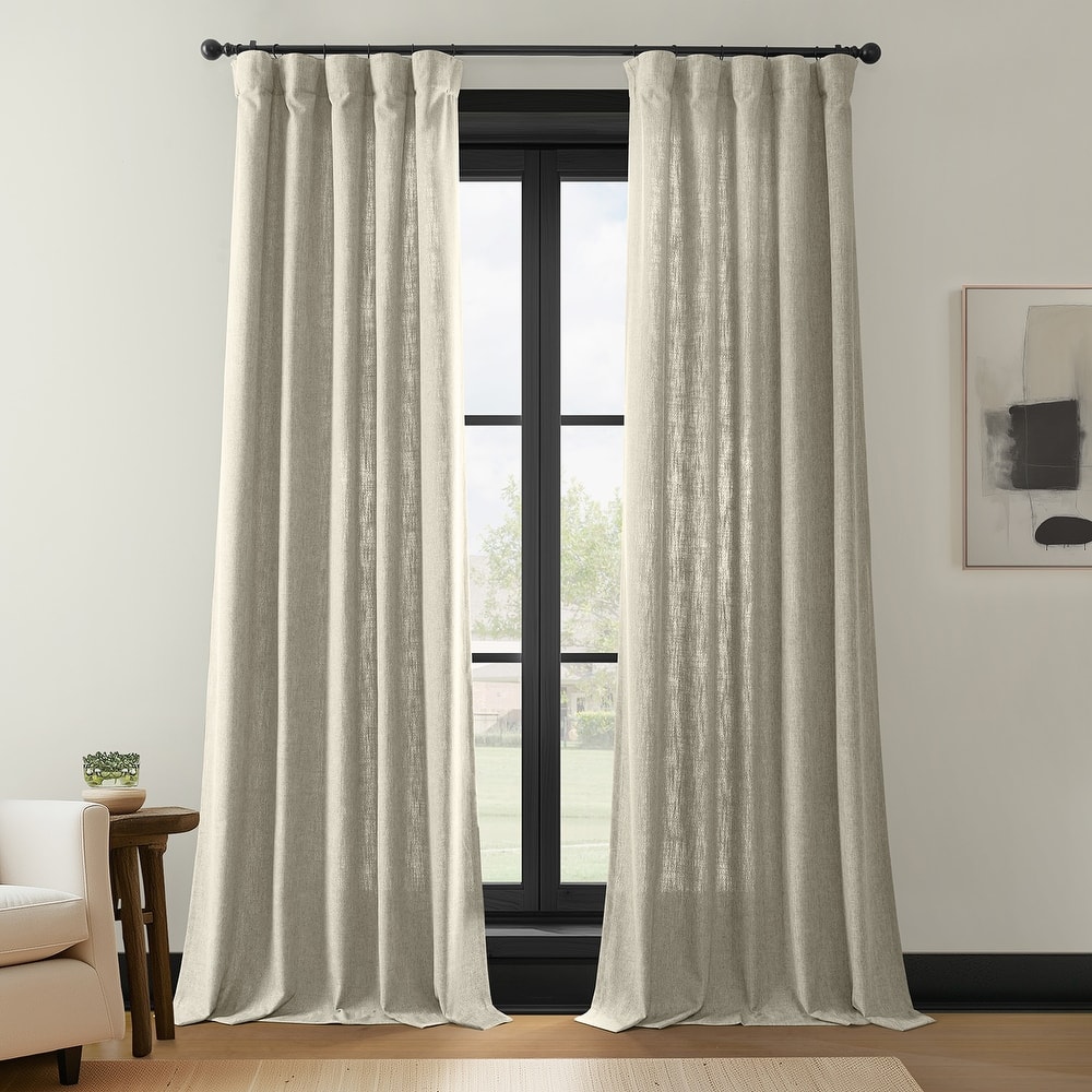 Exclusive Fabrics Simply Faux Linen Curtains (2 Panel) Light Filtering Curtains For Bedroom & Living Room Curtains