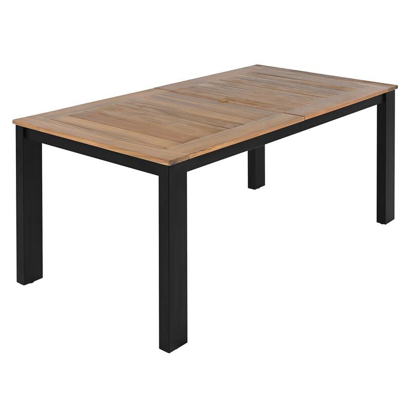 Outdoor Patio 7 Piece Rectangular Dining Table Set with 2 Armchairs, 4 Side Chairs, Parasol Hole, Removable Cushions