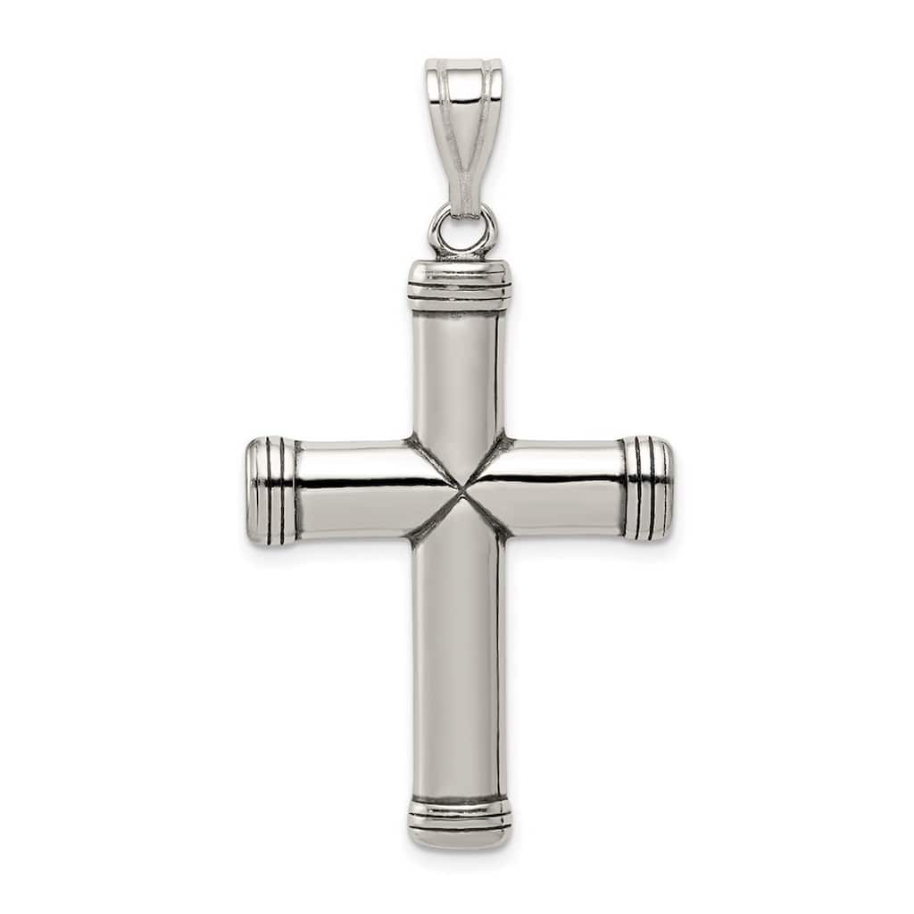 Curata 925 Sterling Silver 18" Unisex Antiqued Cross Necklace - 47x25mm