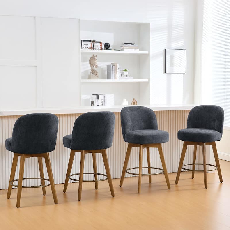 Fabric Upholstered Counter Height Swivel Bar Stools - 37.8"H x 19.7"W x 23.2"D