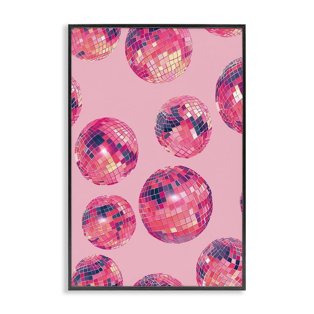 Stupell Vivid Pink Disco Pattern Framed Giclee Art Design By LSR Design Studio