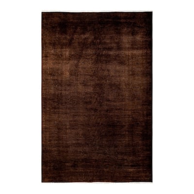 Overton Hand Knotted Wool Vintage Inspired Modern Contemporary Overdyed Brown Area Rug - 6' 0" x 9' 3"