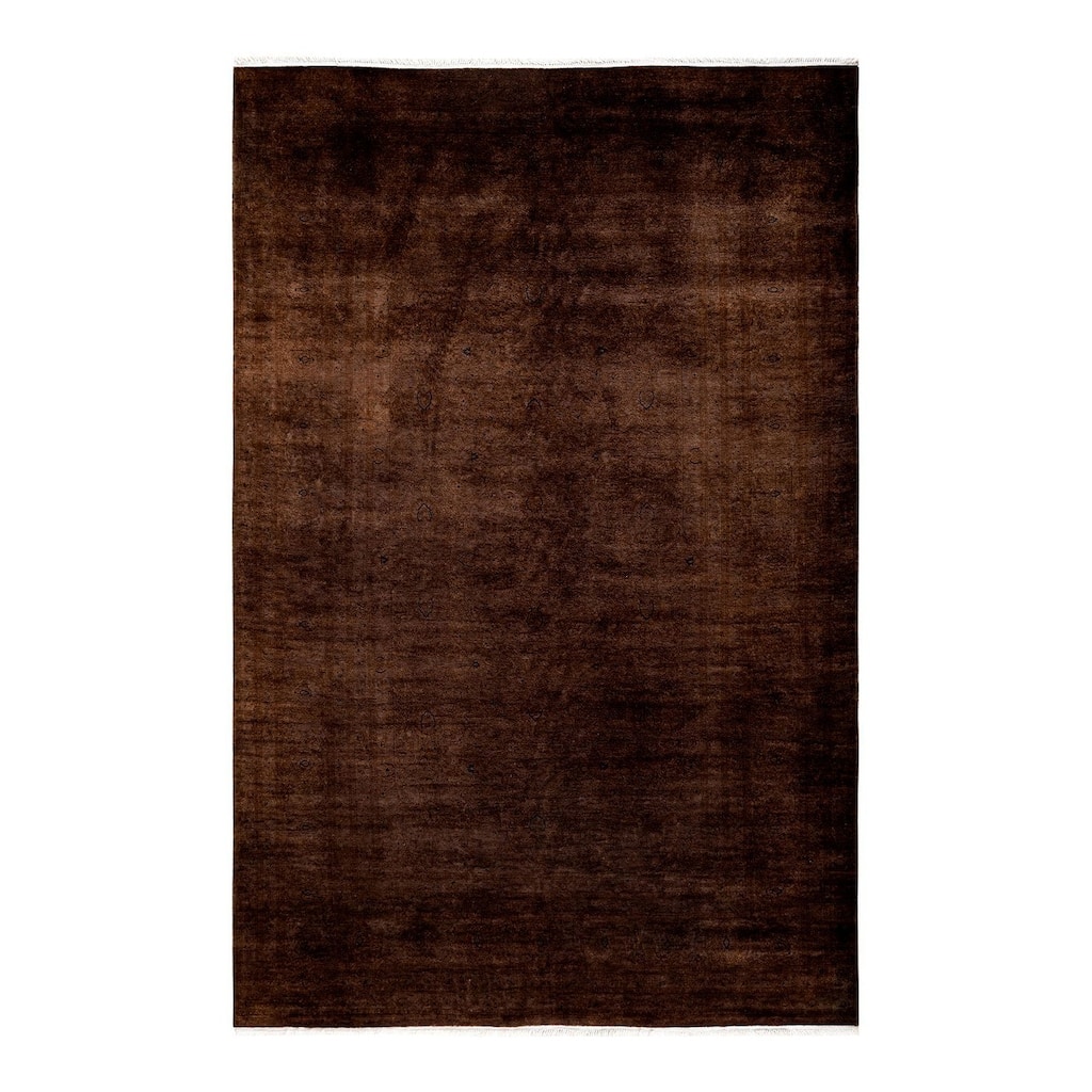 Overton Hand Knotted Wool Vintage Inspired Modern Contemporary Overdyed Brown Area Rug - 6' 0" x 9' 3"