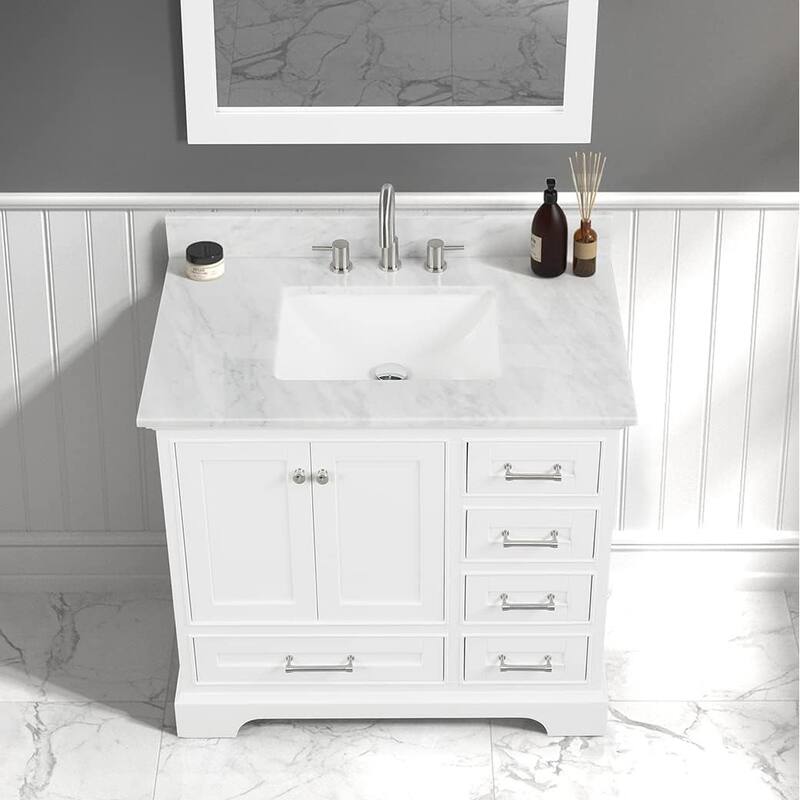 Blossom Copenhagen 36" Solid Wood Bathroom Vanity w/ Marble Top & Sink