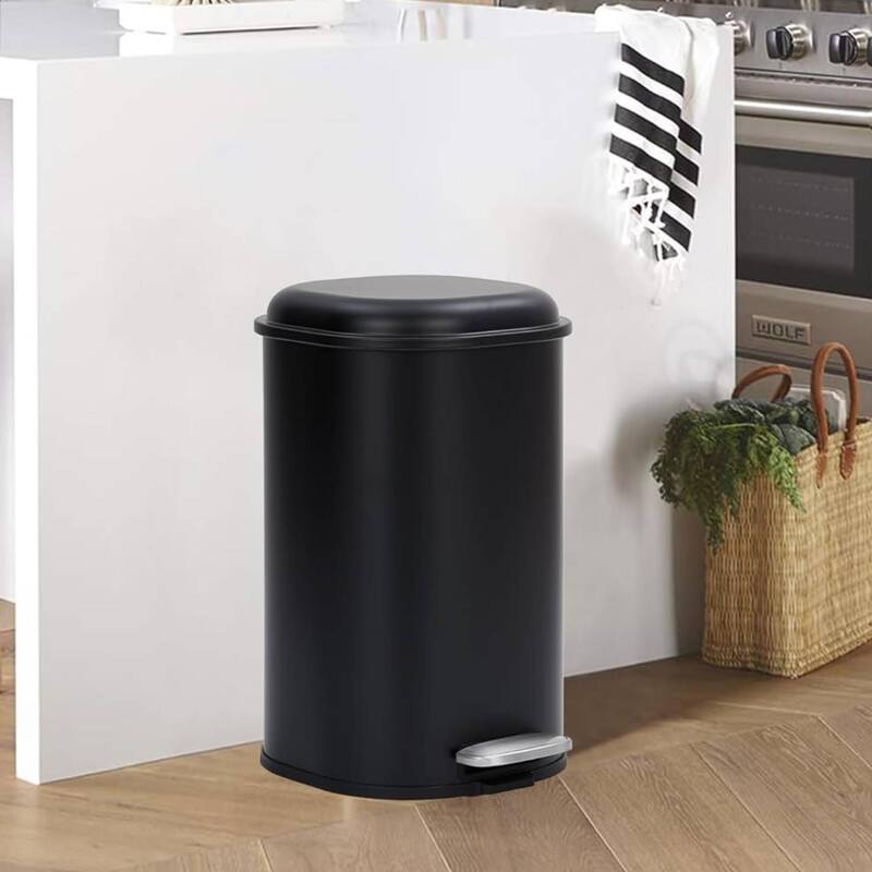8 Gallon Slim Kitchen Trash Can, Step on Garbage Can - Black
