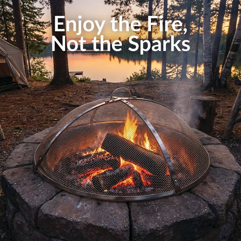 Sunnydaze Round Stainless Steel Fire Pit Spark Screen - 36" Diameter