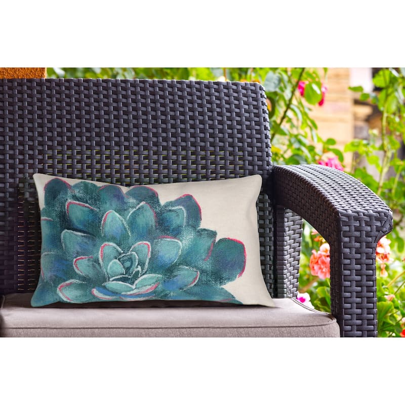 Liora Manne Visions IV Succulent Indoor/Outdoor Pillow Cream 12" x 20"