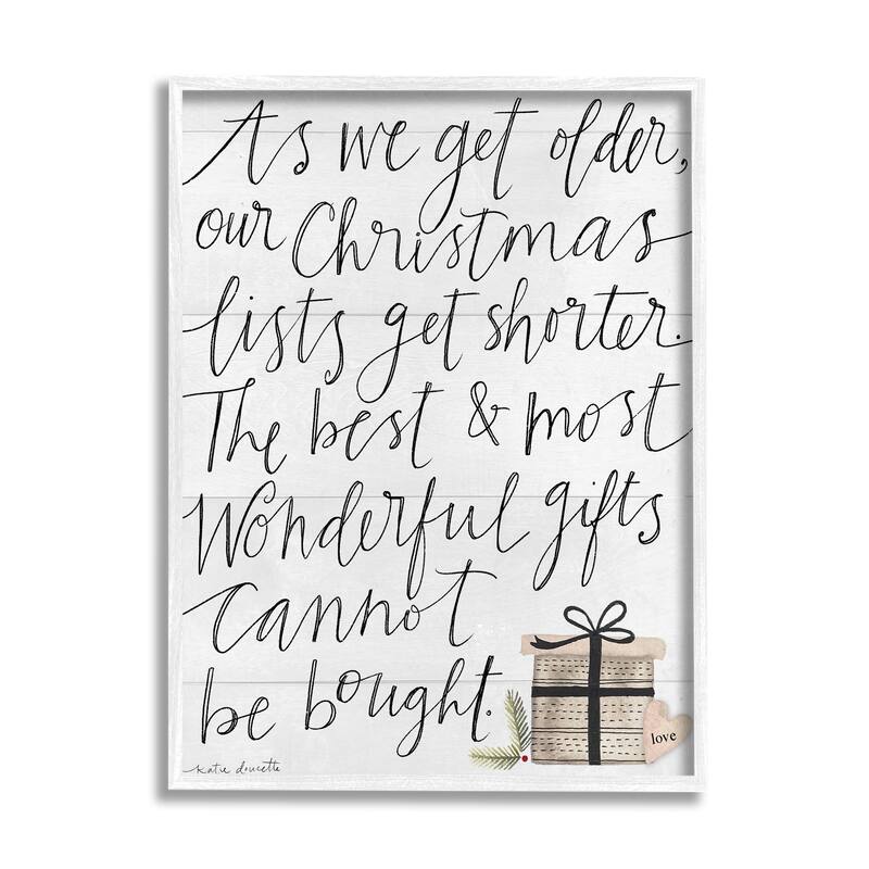 Stupell Christmas Lists Get Shorter Motivational Phrase Holiday Happiness Framed Wall Art - 24 x 30 - White