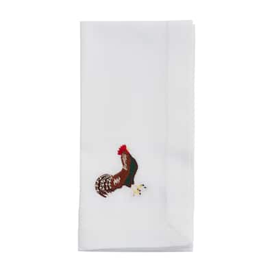 Embroidered Table Napkins With Rooster Design (Set of 4) - 20"x20"