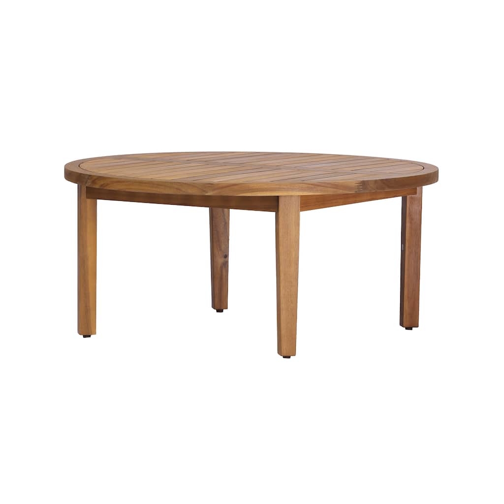 Christopher Knight Home - Mollet Outdoor Solid Acacia Wood Round Coffee Table with Slatted Top