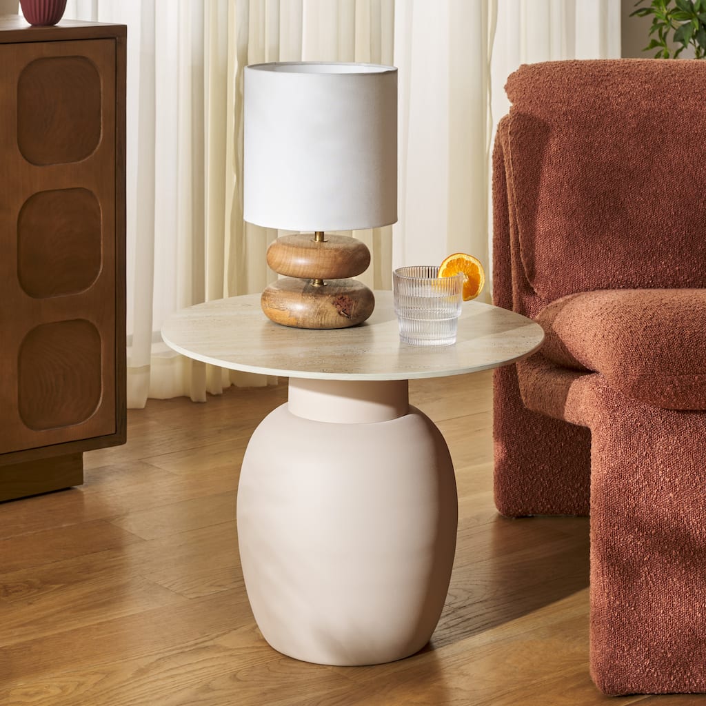 SAFAVIEH Home Kielh Short Ceramic Side Table, Fully Assembled - 20"W x 20"D x 17"H