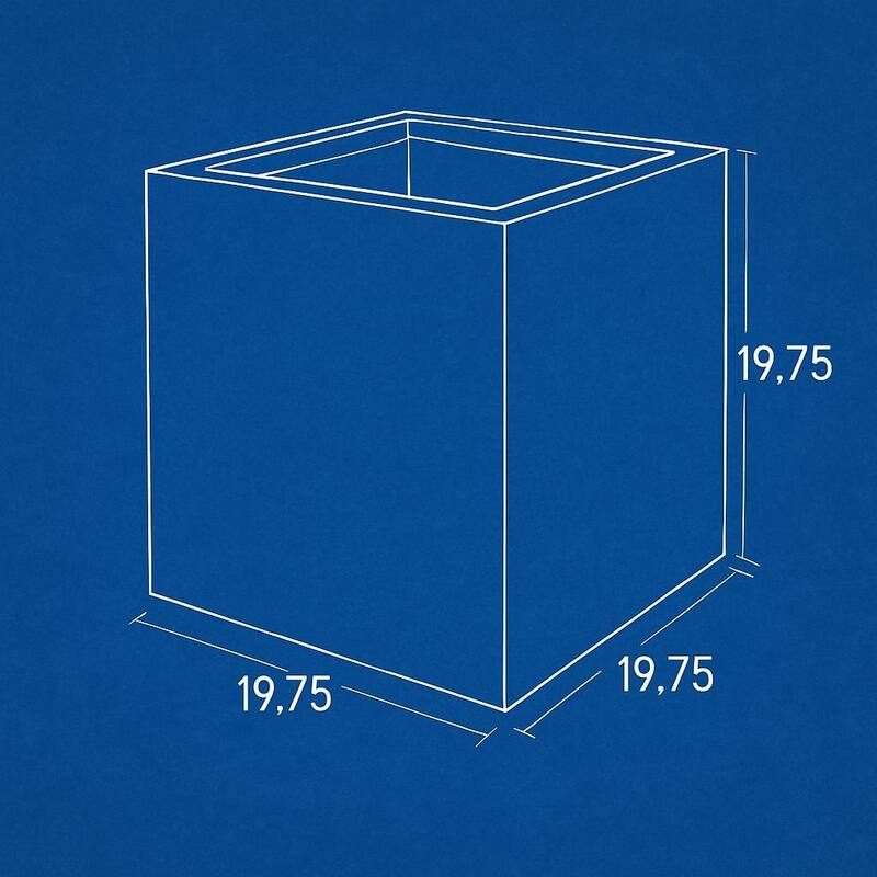 Grigio XL Cube Planter 19.75"W x 19.75"H Fiberglass Stone Resin, Lightweight, Frost & UV Resistant