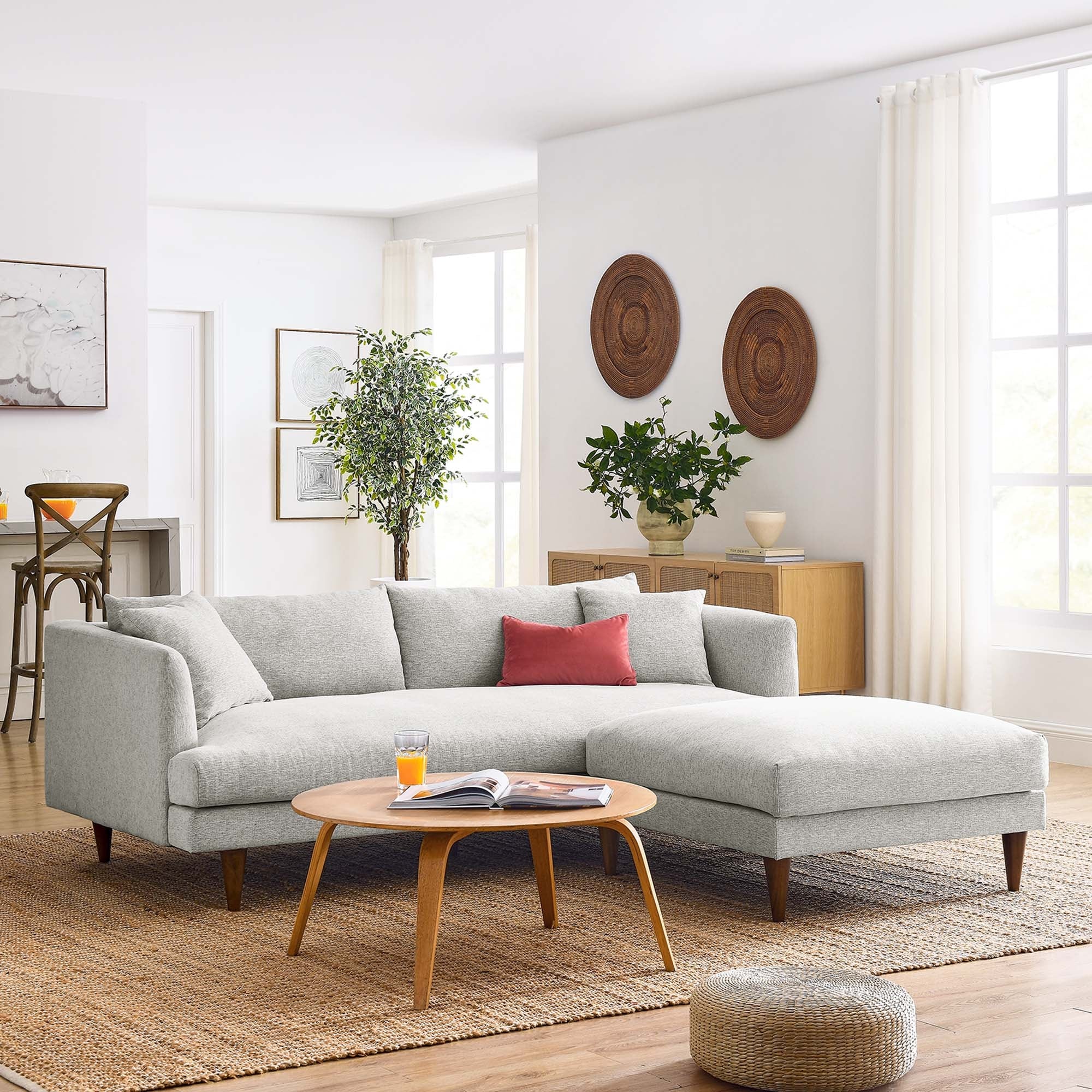 Zoya Down Filled Overstuffed Sofa and Ottoman Set - Bed Bath