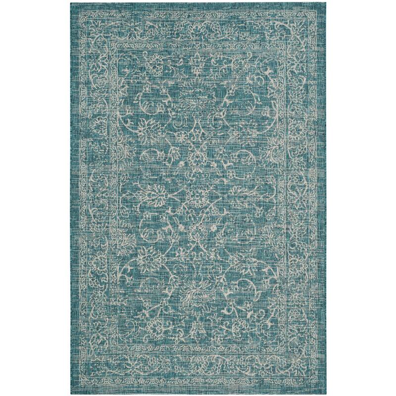 SAFAVIEH Courtyard Salomeea Indoor/ Outdoor Waterproof Turquoise Patio Backyard Rug