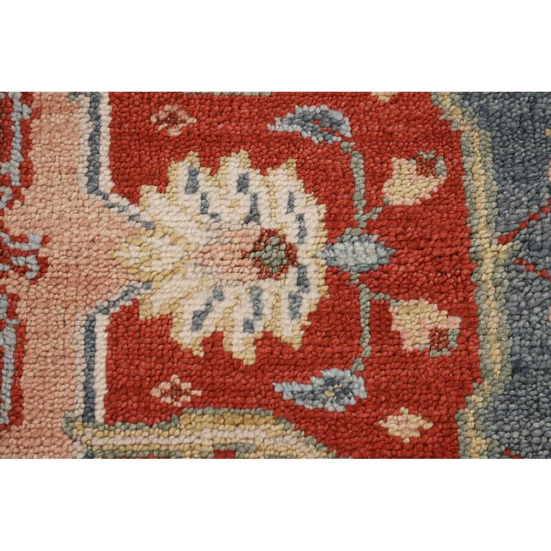 Blue & Orange Heriz Serapi Indian Area Rug Hand-Knotted Wool Carpet - 7'11"x 9'10"