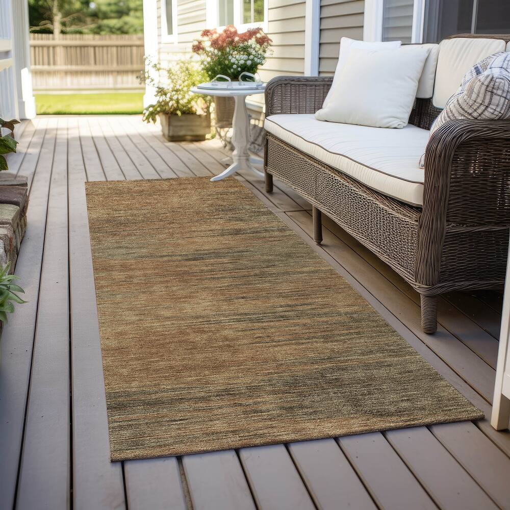 Machine Washable Indoor/ Outdoor Chantille Solid Ombre Rug