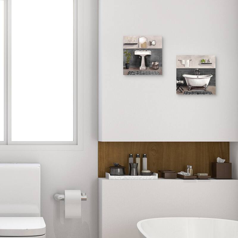 Serene Bath I Black & White, Serene Bath II Black & White by Bannarot Canvas Art Prints