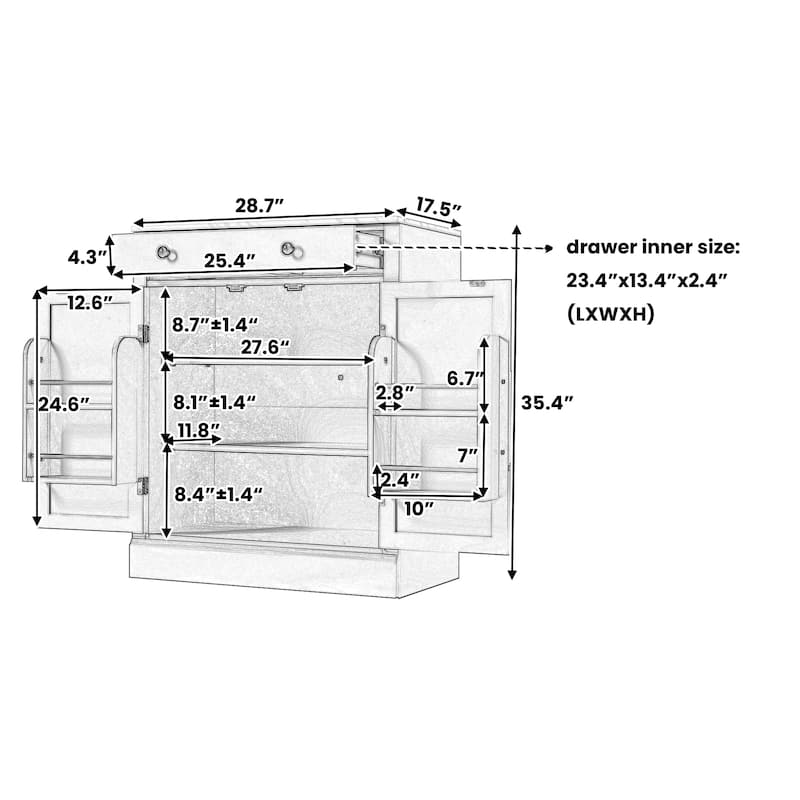 Modern Freestanding Kitchen Pantry,Buffet Food Storage, Coffee Bar Cabinet with Drawer, 2 Adjustable Shelves