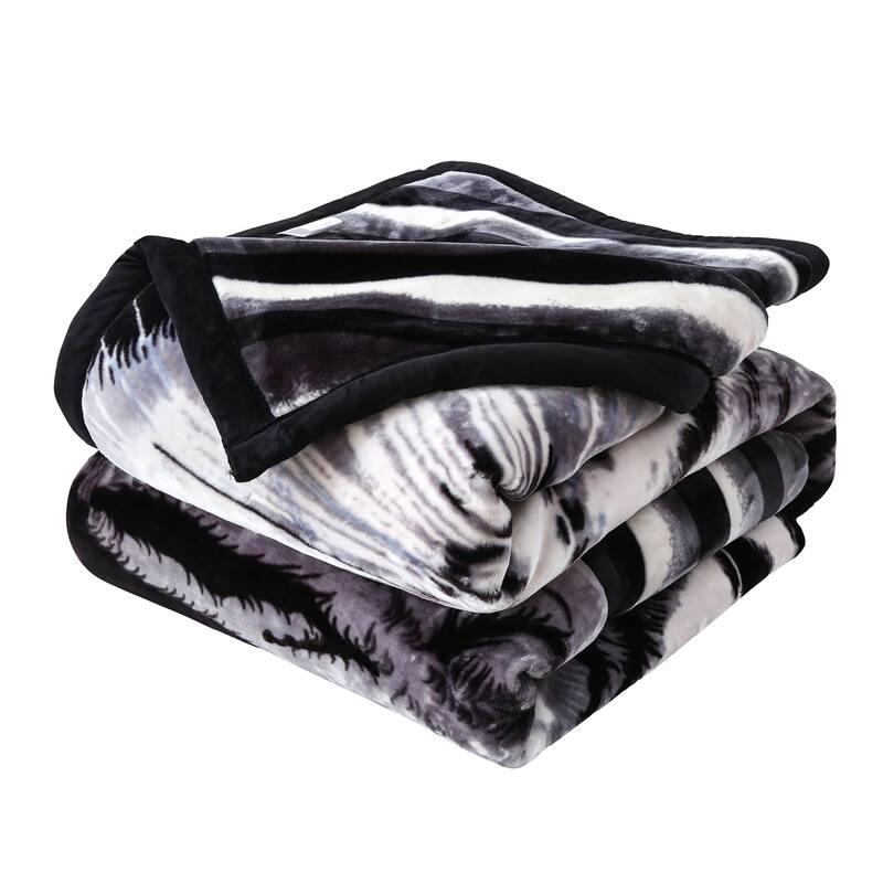 Floral & Animal 2-Ply Heavy Reversible Raschel Blanket 85" X 95"