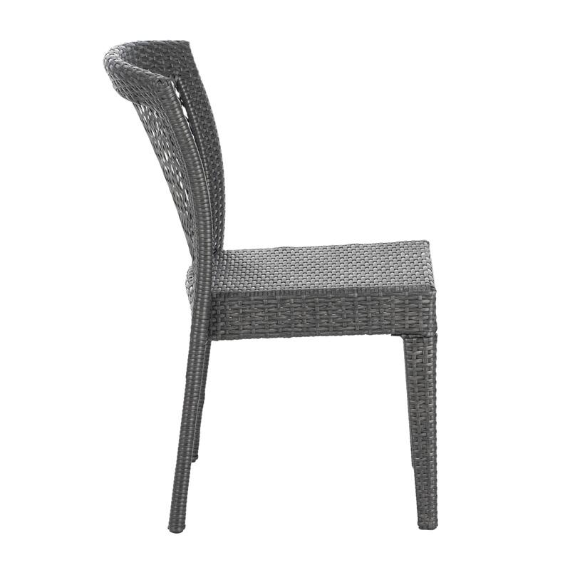 Roomfitters Set of 2 Stackable Outdoor Dining Chairs, Diamond-Mesh PE Wicker with Iron Frame