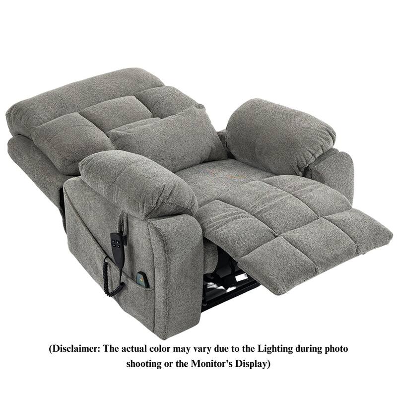 Oversize Dual Motor Massage Recliner w/Heat, Lift Sofa for Elderly, Cup Holder,180 degrees