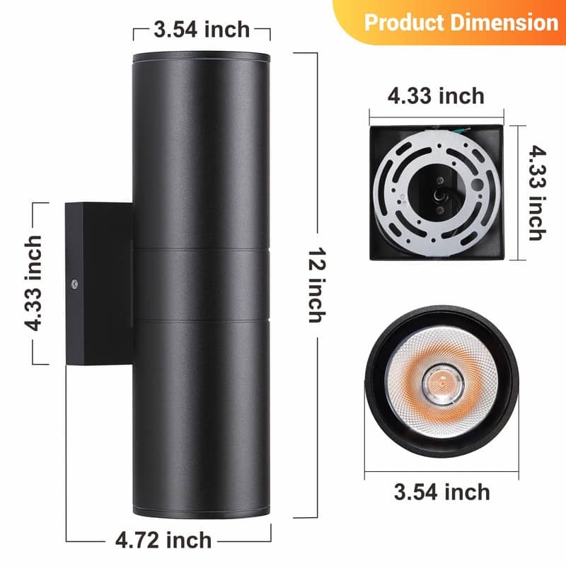 Integrated LED Cylinder Up Down Wall Light Outdoor, Aluminum Waterproof, 4 Pack