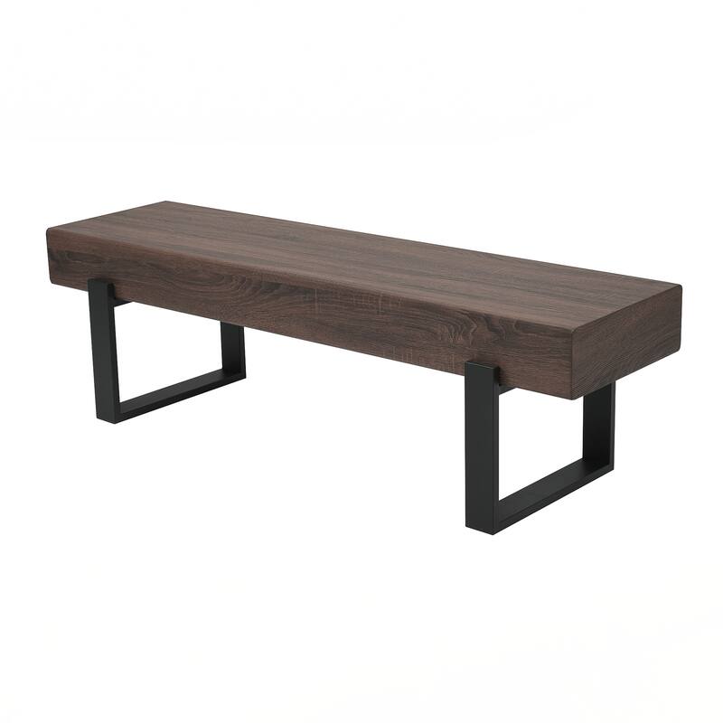 Wood Bench for Bedroom End of Bed, Farmhouse Indoor Kitchen Table Benches - Walnut