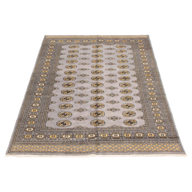 Finest Peshawar Bokhara Grey Rug 5'6" x 8'1" - 5'6 x 8'1