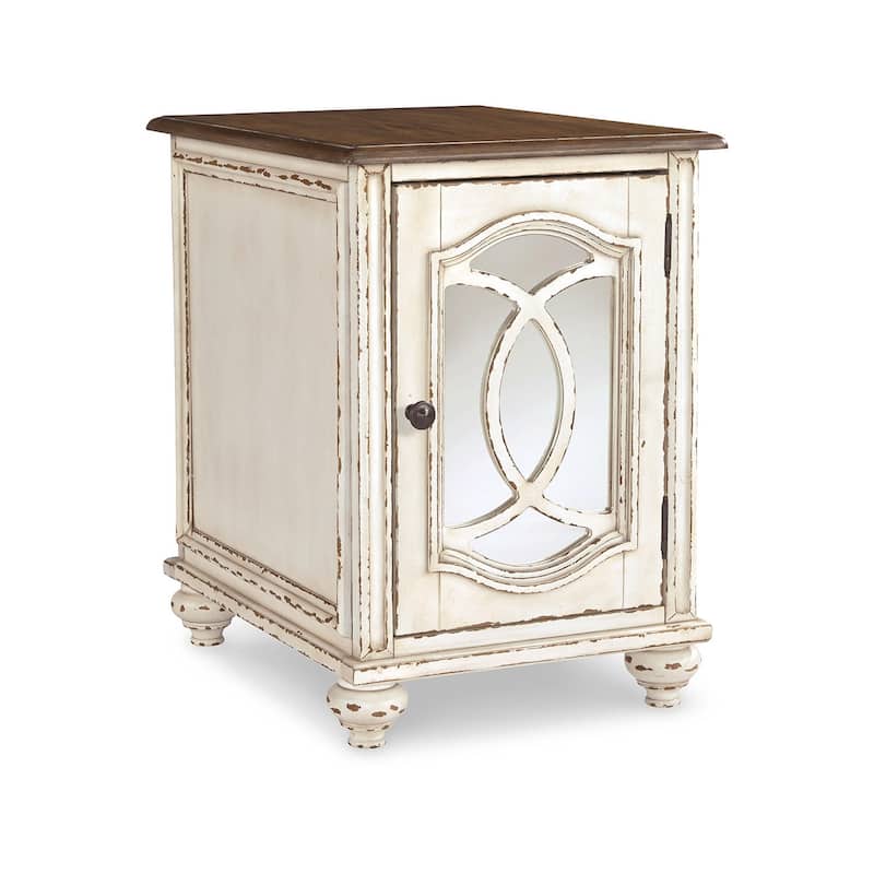 Signature Design by Ashley Nettle Bank White and Brown Wooden Chairside End Table