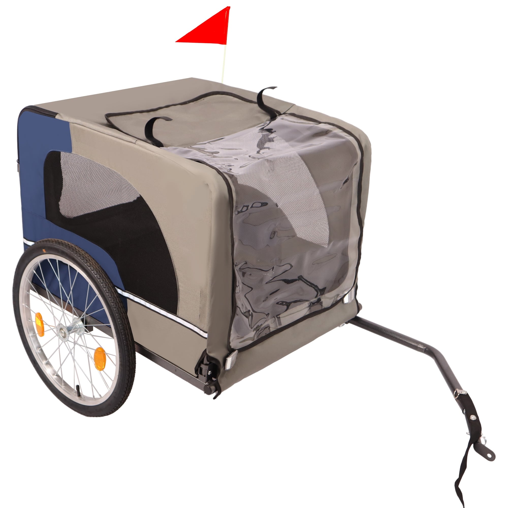 Durable Dog Bike Trailer with 20-Inch Wheels, Zippered Mesh Doors, and 88lb Capacity