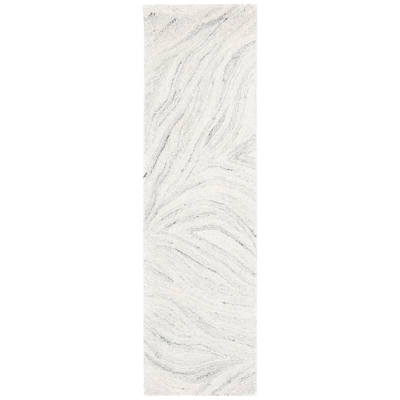 SAFAVIEH Handmade Metro Draginja Abstract Wool Rug - 2'3" x 8' Runner - Ivory/Silver
