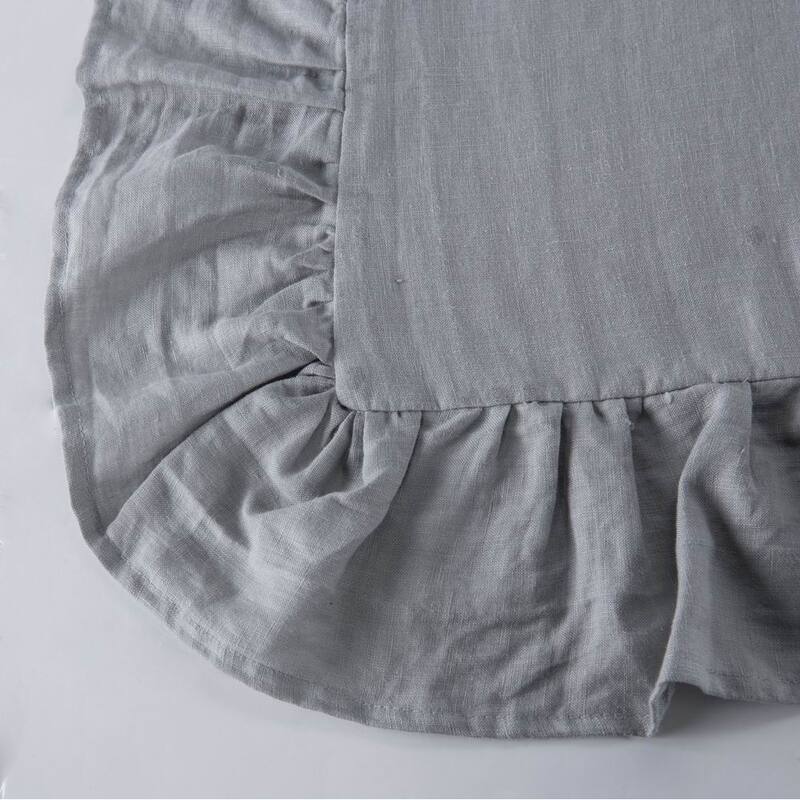WHOLINENS Washed French Linen Euro Pillow Shams 26x26 Inches