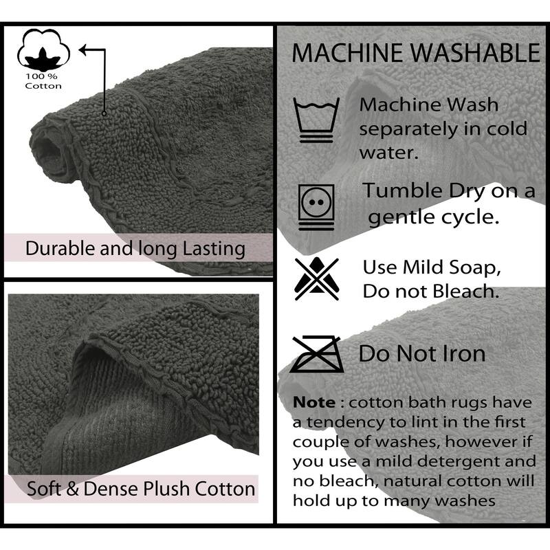Radiant Collection Absorbent Cotton 2 Piece Set Machine Washable Bath Rug