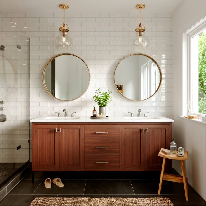 Karran Fulham Three Hole Two Handle Widespread Bathroom Faucet with Matching Pop-up Drain