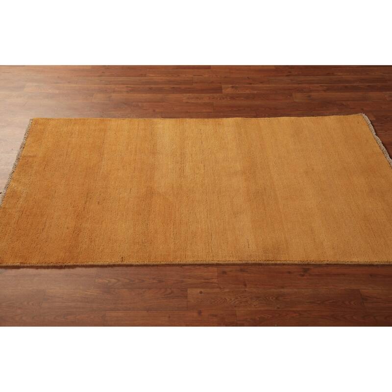Yellow & Rust Gabbeh Oriental Rug Hand-Knotted Wool Carpet - 2'11" x 5'1"
