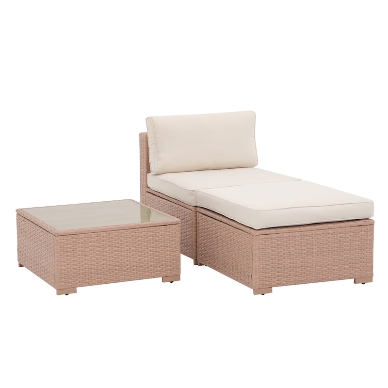5-piece Outdoor Wicker Sectional Sofa Set with Cushions